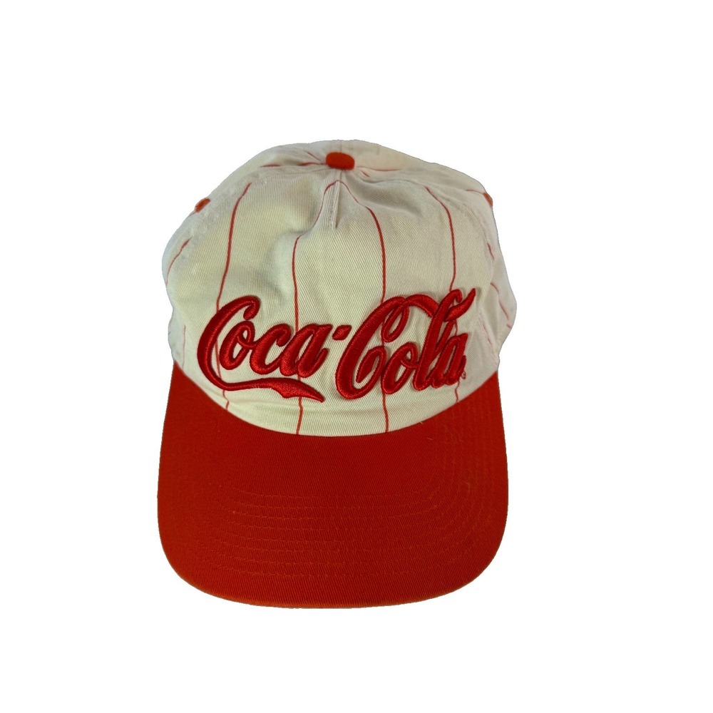 Coca Cola Snapback Hat Cap Cream Soda Old School Retro Pinstripe Dad Script Mens